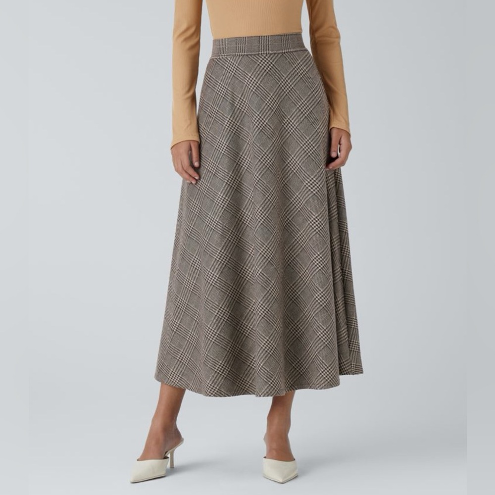 HALARA Houndstooth A-Line Skirt